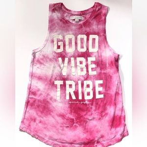 Spiritual Gangster Sz Sm Pink & White Tie Dye GOOD VIBE TRIBE Tank Top
